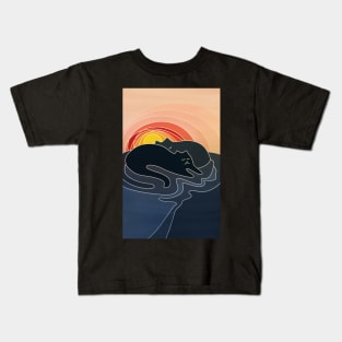 Black Cat Meowntain Range Kids T-Shirt